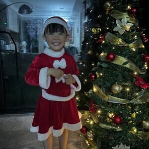 Kid's Christmas Santa Claus Costume Set for Girls Red